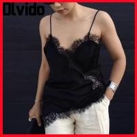 ราคา OLVIDO เสื้อเปลือย แขนกุดลูกไม้อสมมาตรลูกไม้เย็บปะติดปะต่อกันด้านบน หรูหราเปลือยเซ็กซี่ลูกไม้ยกทรงท็อปส์พรรคชุด (57007775834)