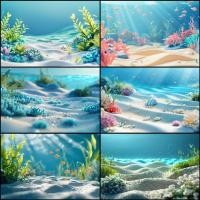ราคา กระดาษพื้นหลังตู้ปลา ภาพวาดพื้นหลัง HD กันน้ำ สติ๊กเกอร์พื้นหลังตู้ปลา 3D วอลล์เปเปอร์ติดเอง พืชน้ำ สาหร่ายทะเล ทราย (42054240577)