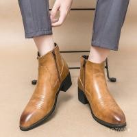 ราคา พร้อมสต็อก Man รองเท้าเชลซีธุรกิจรองเท้าบูทหุ้มข้อ Retro พิมพ์รองเท้าสั้นวินเทจ R7CN (43379808456)