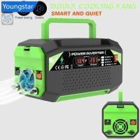 ราคา FYY 300W 500W Sine Wave รถอินเวอร์เตอร์ 12V DC ถึง 110V 220V AC พร้อม 2 USB และ 2 Type C ชาร์จและ Dual Outlets จอแสดงผล LCD อะแดปเตอร์ป้องกันสําหรับการเดินทาง (54955603337)