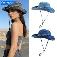 ราคา FYY Vintage Washed Denim Bucket Hat Unisex Summer Sun Hat UV Protection Western Cowboy Camping หมวกชาวประมงสําหรับผู้หญิงผู้ชาย (48358488504)