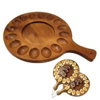 ราคา Supergoodsales Supergoodsales REVERSIBLE Deviled ถาดไข่หลายหลุมรอบ Platter ไม้หนาผู้ถือเสิร์ฟ Charcuterie BOARD สำหรับห้องครัว (47855161020)