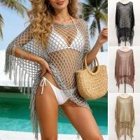 ราคา MERY Poncho ถักแขนยาว แบบโบฮีเมียน ผ้าตาข่ายลายลูกไม้ประดับเส้นสาย gold และ silver เหมาะสำหรับวันหยุดพักผ่อนที่ชายหาด (46758625355)
