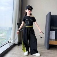 ราคา ชุดเด็กผู้หญิง 2 ชิ้น ฤดูร้อน เสื้อยืดเกาะอกลูกไม้และกางเกงขากว้าง (49158445784)