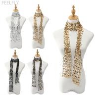 ราคา FEELFLY ผ้าพันคอลายดอกไม้แบบโหวค มีการประดับคริสตัลวินเทจ ใช้เป็นผ้าคล้องคอน่ารักสำหรับสไตล์ chic U2Z6 (51658811499)