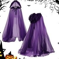 ราคา FEELFLY ชุดเครื่องแต่งกาย Halloween แบบแม่มดและสุภาพบุรุษแห่งความตาย โคฟตันแขนยาวพร้อมฮูดและแคปโปร่งแสง สำหรับงานเลี้ยงโกธิกและcosplay P9T5 (26791770955)