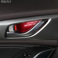 ราคา Feelfly 4 ชิ้นรถประตูชามฝาครอบ Trim ภายในสติกเกอร์สําหรับ Mazda Skyactiv เทคโนโลยีโลโก้ 3 6 CX 5 CX3 อุปกรณ์จัดแต่งทรงผม T9U8 (26568821777)