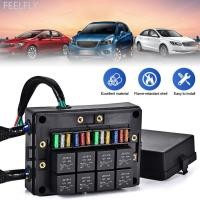 ราคา FEELFLY 12V รถ Auto รีเลย์กล่องฟิวส์บล็อกสาม Pre Wired ฟิวส์และรีเลย์กล่อง 15 ชิ้นใบมีดฟิวส์ 5 30A 8 ชิ้น 4 ขา 40A รีเลย์ L4S3 (28337540785)