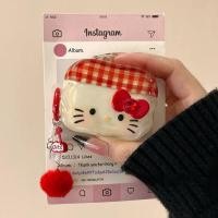 ราคา Red checkered Bow Hello Kitty หูฟังเคสไร้สายบลูทูธ airpods Pro 1 2 3 4หูฟังฝาครอบป้องกัน (41150995029)