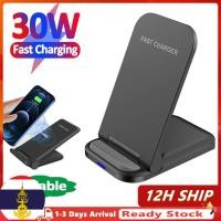 ราคา ท้องถิ่น 30W Fast Charging Wireless Charger พร้อมพอร์ต USB C ที่วางโทรศัพท์แบบพับได้ Quick Charge Dock Stand Station สําหรับ Adapter (57300854368)