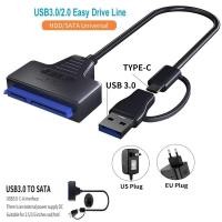 ราคา อะแดปเตอร์ USB 3 0 ถึง SATA Type C สาย Sata 2 5 3 5 นิ้ว SSD HDD 22 พินอะแดปเตอร์ USB 3 0 ถึง Sata III สายไฟ (52452988328)