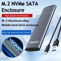 ราคา M 2 SATA NVMe SSD Enclosure อะแดปเตอร์ 10Gbps ถึง SSD กรณี USB C 3 1 Gen2 SATA NGFF PCIe ฮาร์ดไดรฟ์ภายนอกกล่องสําหรับแล็ปท็อป PC (51250807345)