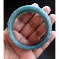 ราคา กำไลหยกฟ้าแกะสลักลายมังกร เบอร์ 58 59 Jadeite Type A (27942675639)