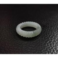 ราคา แหวนหยกขาว เนื้อแก้ว เบอร์ 60 แกะสลักลายเกลียว Infinity Jadeite type A (48357839809)