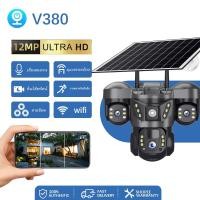 ราคา V380 WIFI 4G SIM 12MP 4K 3 เลนส์ 3 รูปภาพกล้องโซลาร์โซลาร์กล้องความปลอดภัยกลางแจ้งกันน้ำ vts29 (43751686304)