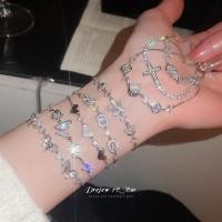 ราคา สร้อยข้อมือและสร้อยคอดีไซน์สวย สไตล์เงินพลอยเทียม เหมาะสำหรับสวมใส่วันประจำ (45154494890)