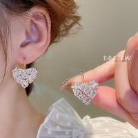 ราคา DREJEW ต่างหูเข็มเงิน 925 จี้รูปหัวใจ ประดับเพทาย สไตล์ฝรั่งเศส สําหรับผู้หญิง (23776241301)