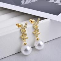 ราคา ต่างหู ทองแดงชุบ 18K ทองแท้ Micro Inlaid Zircon ต่างหูมุกสุภาพสตรีเครื่องประดับ (50604759213)