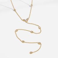 ราคา สร้อยคอสแตนเลสชุบ 18K ทองแท้ Drop Shaped สีขาวเพทาย Y Chain เครื่องประดับสุภาพสตรี (47155772409)