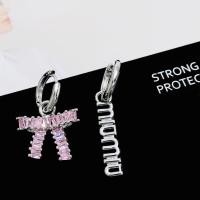 ราคา ต่างหู ชุบทองแท้เพทายโบว์ไม่สมมาตรจดหมายต่างหูสุภาพสตรีเครื่องประดับ (49058475205)