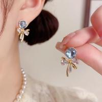 ราคา ต่างหู ชุบทองแท้คริสตัลเพทายโบว์ต่างหูสุภาพสตรีเครื่องประดับ (46108689745)
