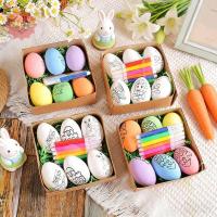 ราคา WYJS 6PCS ไข่อีสเตอร์ ระบายสีหัตถกรรมด้วยปากกาสีอีสเตอร์ DIY ไข่มือวาด การ์ตูนสร้างสรรค์มัลติฟังก์ชั่ DIY ภาพวาดที่มีสีสันไข่ฉากอีสเตอร์ตกแต่ง (53107829147)