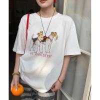 ราคา Top basic เสื้อยืดผู้หญิงสไตล์เกาหลี GOT DOG พิมพ์ลาย ผ้าฝ้ายนม โคตรนุ่ม เสื้อคนอ้วน unisex (28729733652)