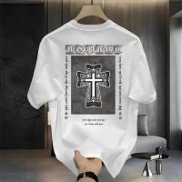 ราคา Top basic เสื้อวินเทจ oversize cotton เสื้อแฟชั่น คอกลม แขนสั้น พิมพ์ลาย Cross สไตล์ลำลอง ใส่สบาย COD (58102865211)