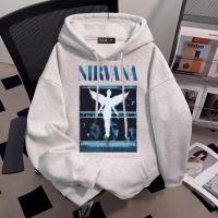 ราคา Top basic เสื้อฮู้ด เสื้อแขนยาว หลวม ใส่สบาย NIRVANA Printed Hoodie สไตล์ลำลอง M 4XL COD (57703507298)