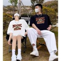 ราคา Top basic ชุดคู่รักoversizeเกาหลีสไตล์ ผ้าCottonโคตรนุ่ม พิมพ์ลาย NEVER KNOW เสื้อ unisex COD (52251391801)
