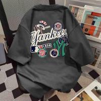ราคา Top basic เสื้อยืด oversize cotton เสื้อแฟชั่น คอกลม แขนสั้น พิมพ์ลาย YANKEES สไตล์ลำลอง ใส่สบาย COD (51751401626)