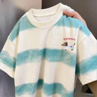 ราคา Top basic เสื้อยืดแขนสั้นลายทางบาติกสไตล์เรโทรอเมริกันทรงหลวมรุ่นใหม่ปี สำหรับฤดูร้อน DYNAMIC เสื้อยืดผู้หญิง (50657009496)