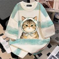 ราคา Top basic เสื้อยืดแขนสั้นลายทางบาติกสไตล์เรโทรอเมริกันทรงหลวมรุ่นใหม่ปี 2026 สำหรับฤดูร้อน Blue bandana dog (48106803079)