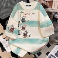 ราคา Top basic เสื้อยืดแขนสั้นลายทางบาติกสไตล์เรโทรอเมริกันทรงหลวมรุ่นใหม่ปี 2026 สำหรับฤดูร้อน PXZH CAT เสื้อน่ารัก COD (47906666537)