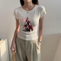 ราคา Top basic สื้อ baby tee เสื้อครอป เอวแคบ เสื้อเอวลอย แฟชั่น ลุคคุณหนู ทรงสวย ใส่แล้วพรางหุ่นไม่ต้องรีด Christmas BOW (46252463876)