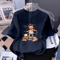 ราคา Top basic เสื้อยืดผู้หญิงเกาหลีสไตล์ พิมพ์ลาย GIRL CAT ผ้าCOTTONเสื้อยืดแขนสั้นผู้ชายOVERSIZEเสื้อคอกลม COD (42725478708)
