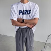 ราคา TOP สไตล์เกาหลีเสื้อยืดผู้ชาย PARIS ผ้าคุณภาพสูง ยืดหยุ่น ใส่สบายสไตล์เกาหลี S 4XL (29662419875)