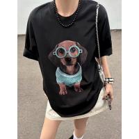 ราคา Top basic ยืด Dogs with glasses พิมพ์ลาย ผ้าฝ้ายนม โคตรนุ่ม เสื้อคนอ้วน unisex (28929733714)