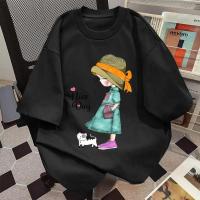 ราคา Top basic เสื้อสีดํา เสื้อลายแมว พิมพ์ลาย GIRL CAT ผ้าฝ้ายนม โคตรนุ่ม OVERSIZE เสื้อคอกลม เสื้อยืดผู้หญิง (27882978038)