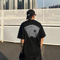 ราคา TOP เสื้อยืดโป๊กเกอร์ เสื้อยืดผู้ชาย poker cards สีดำ หลวม สกรีนลาย พร้อมส่งจากไทย S 4XL (27854095756)