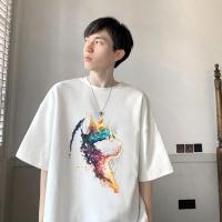 ราคา TOP เรียบง่ายและมีสไตล์ เสื้อยืดคอกลม Colored Cat พิมพ์ลาย ผ้าคุณภาพสูง ยืดหยุ่น ผ้าไหมนม ยับยาก unisex (27414248918)