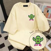 ราคา Top basic เสื้อยืด oversize cotton เสื้อแฟชั่น คอกลม แขนสั้น Beach cactus งานสกรีนเลียนแบบงานปัก ใส่สบาย 2026 (27394491431)