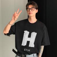 ราคา TOP H ETUK เสื้อยืดทรงหลวม ผ้า เสื้อยืดผ้าฟอก oversize สกรีนลาย คอกลม เเขนสั้น ส่งจากไทย (27002048881)