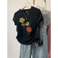 ราคา Top basic เสื้อลายดอก เสื้อยืดผู้หญิง Songkranเสื้อครอป เสื้อสีครีม เสื้อครอป จัดส่งจากประเทศไทย Red yellow flow (24992292397)