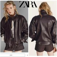 ราคา ZARA Faux Leather Jacket เสื้อหนังสีน้ำตาล ผ้านิ่ม (48357221122)