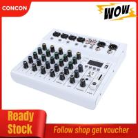 ราคา Concon Concon Diydeg เครื่องผสมเสียง 6 Channel Mini Sound พร้อม BT เครื่องเล่น MP3 48V Phantom Power ในตัวแอมป์กีตาร์แบบพกพา DJ Controller สำหรับสตูดิโอบันทึกสดสตรีมมิ่งคาราโอเกะ สีดำ (56106555094)