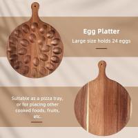 ราคา Concon Concon REVERSIBLE Deviled ถาดไข่หลายหลุมรอบ Platter ไม้หนาผู้ถือเสิร์ฟ Charcuterie สำหรับห้องครัว (53805645018)