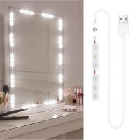 ราคา Concon Concon LED กระจกแต่งหน้าไฟ 6 LEDs หรี่แสงได้ระบบควบคุมแบบสัมผัส Vanity ไฟห้องน้ำพร้อมสาย USB Strip Dressing (44178513249)