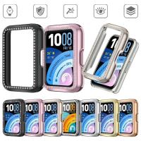 ราคา Bling PC Hollow เพชรสําหรับ Huawei Band 11 Pro สมาร์ทนาฬิกาคริสตัลกันชนสําหรับ Huawei Band11Pro Band 11Pro Anti Drop ป้องกันหน้าจอกรณี (48057547141)