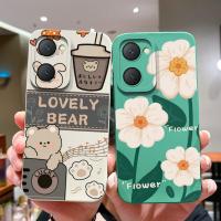 ราคา ปลอกสําหรับ Vivo Y03t เคสโทรศัพท์ดอกไม้น่ารักสแควร์ซิลิโคนเหลวป้องกันปกหลังสําหรับ VivoY 03t VivoY03t Vivo Y03 t 4G กันชน Capa (24485444866)